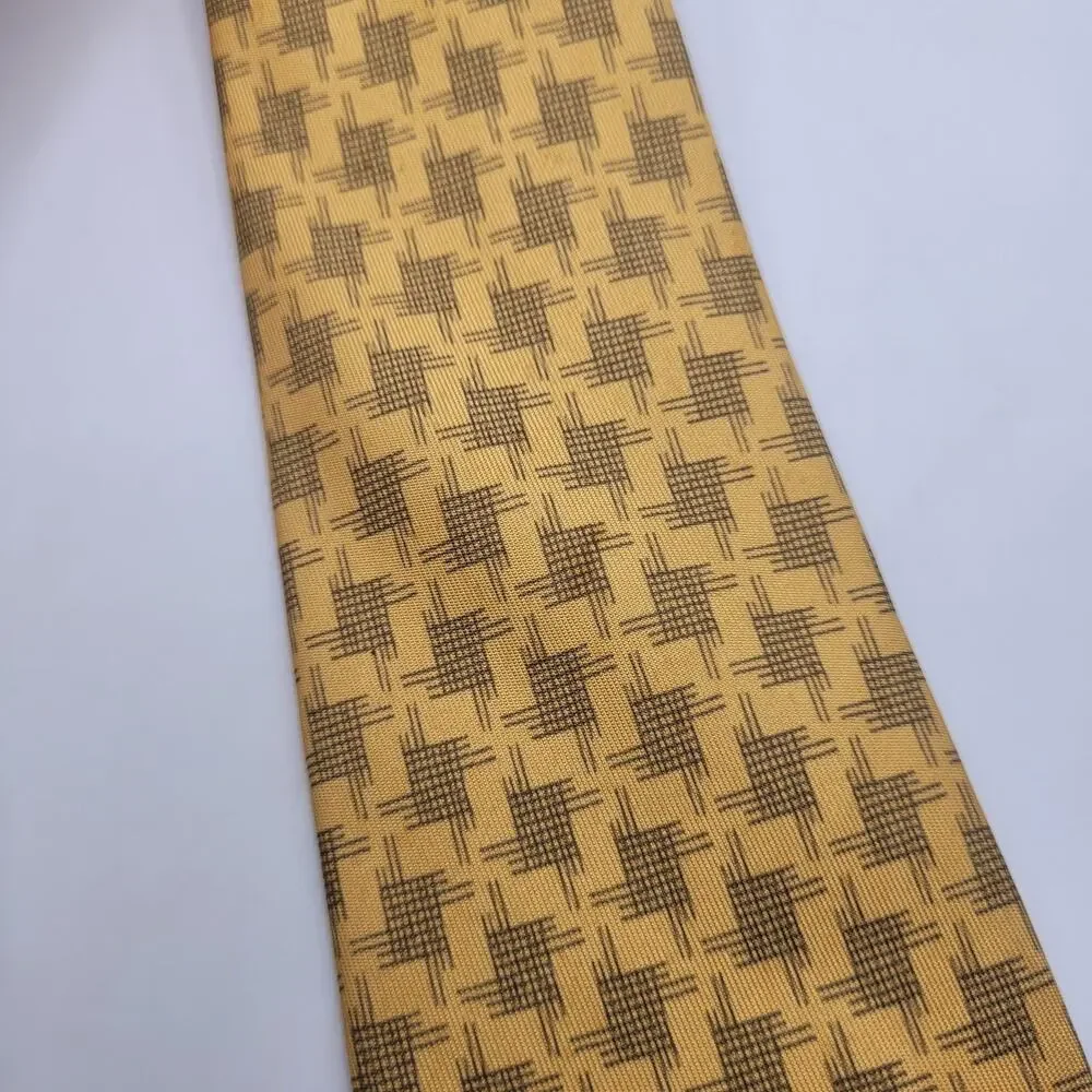 Hermes Tie Yellow Blue Geometric Rope Silk France Luxury Necktie Classic 7792 FA